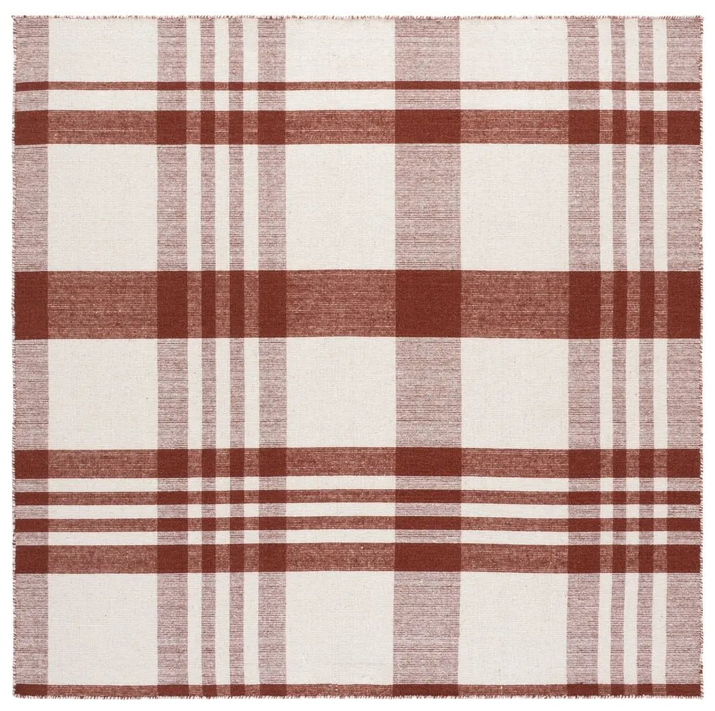 Safavieh Striped Kilim 6'-0" x 6'-0" Rug in Rust / Ivory