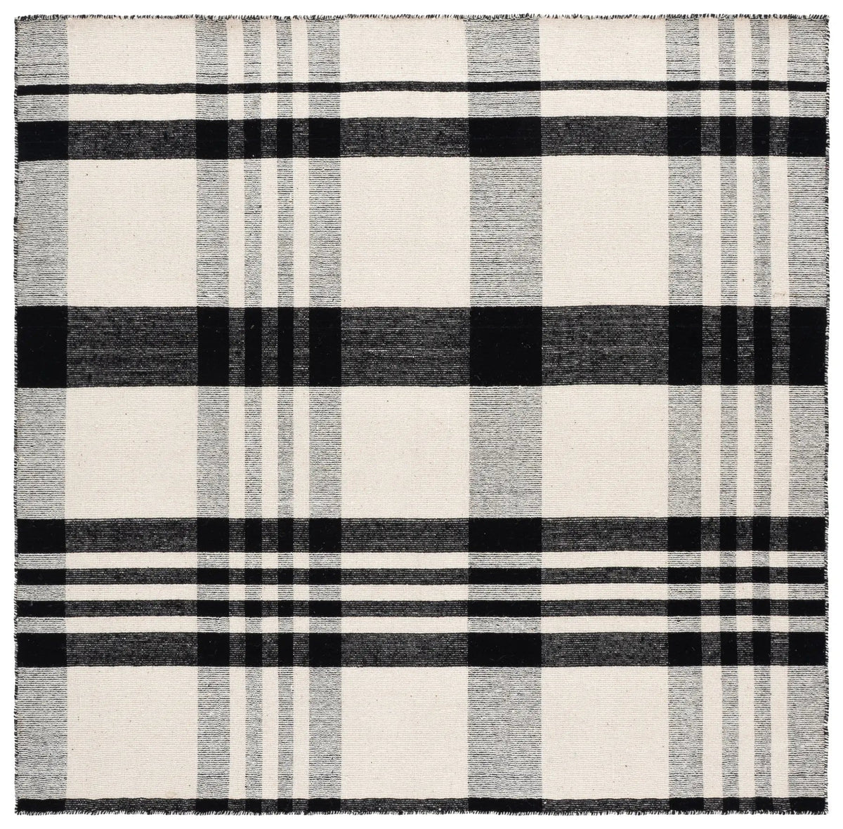 Safavieh Striped Kilim 6'-0" x 6'-0" Rug in Black / Ivory