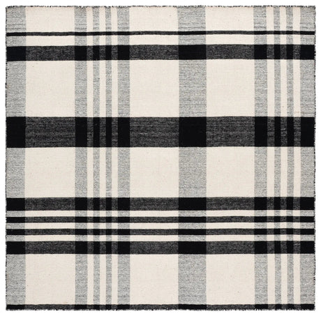 Safavieh Striped Kilim 6'-0" x 6'-0" Rug in Black / Ivory