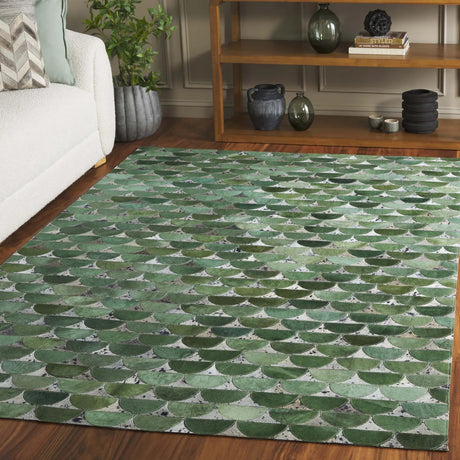 Safavieh Studio Leather 4'-0" x 6'-0" Rug in Green / Grey