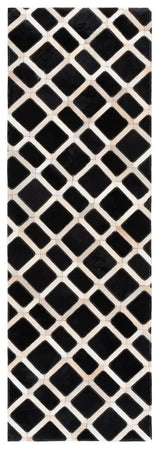 Safavieh Studio Leather 2'-3" x 7'-0" Rug in Black / Ivory