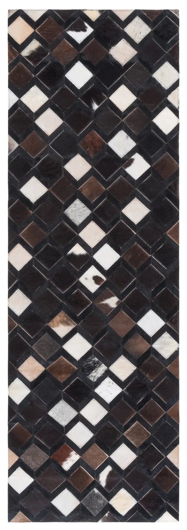 Safavieh Studio Leather 2'-3" x 7'-0" Rug in Black / Ivory