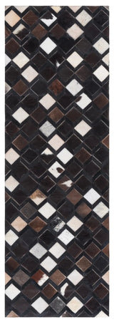 Safavieh Studio Leather 2'-3" x 7'-0" Rug in Black / Ivory