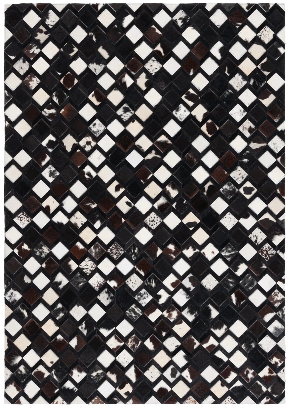 Safavieh Studio Leather 4'-0" x 6'-0" Rug in Black / Ivory