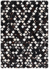 Safavieh Studio Leather 4'-0" x 6'-0" Rug in Black / Ivory