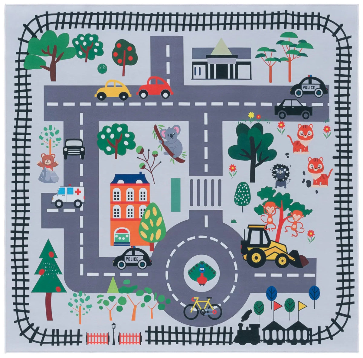 Safavieh Tacoma Kids 100 5'-0" x 5'-0" Rug in Ivory / Grey