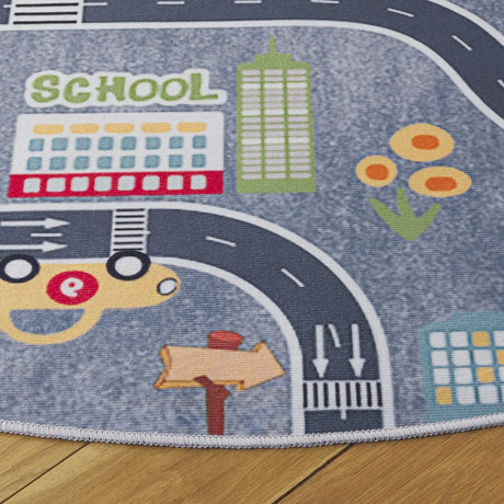 Safavieh Tacoma Kids 100 5'-0" x 5'-0" Rug in Grey / Dark Grey