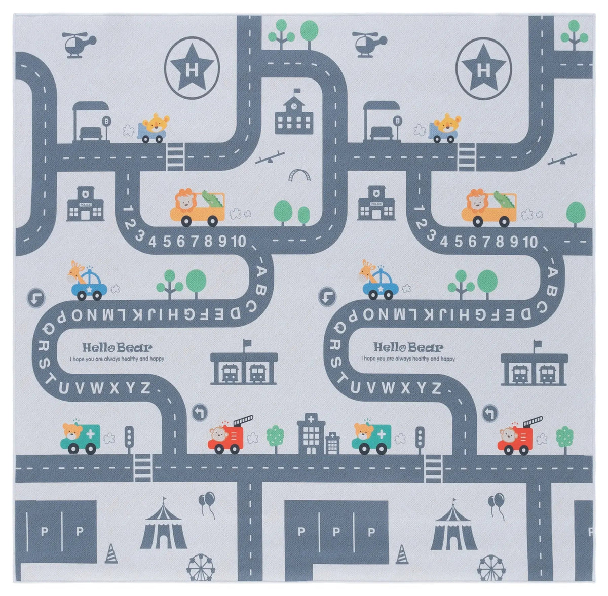 Safavieh Tacoma Kids 100 5'-0" x 5'-0" Rug in Ivory / Grey