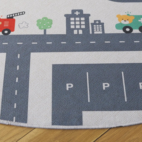 Safavieh Tacoma Kids 100 5'-0" x 5'-0" Rug in Ivory / Grey