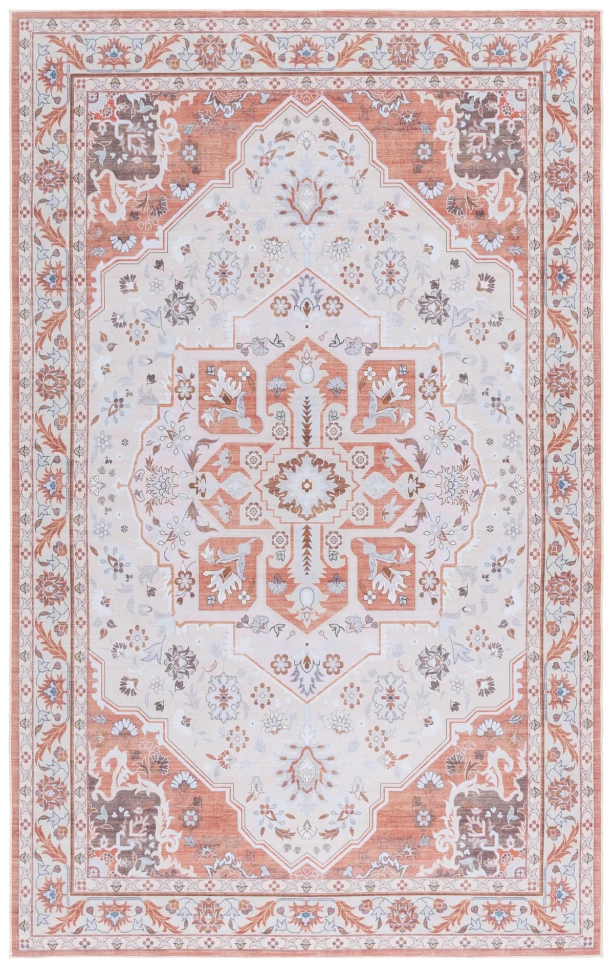 Safavieh Tucson 4'-0" x 6'-0" Rug in Rust / Ivory