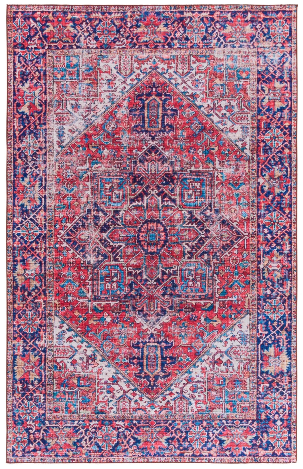 Safavieh Tucson 4'-0" x 6'-0" Rug in Red / Navy