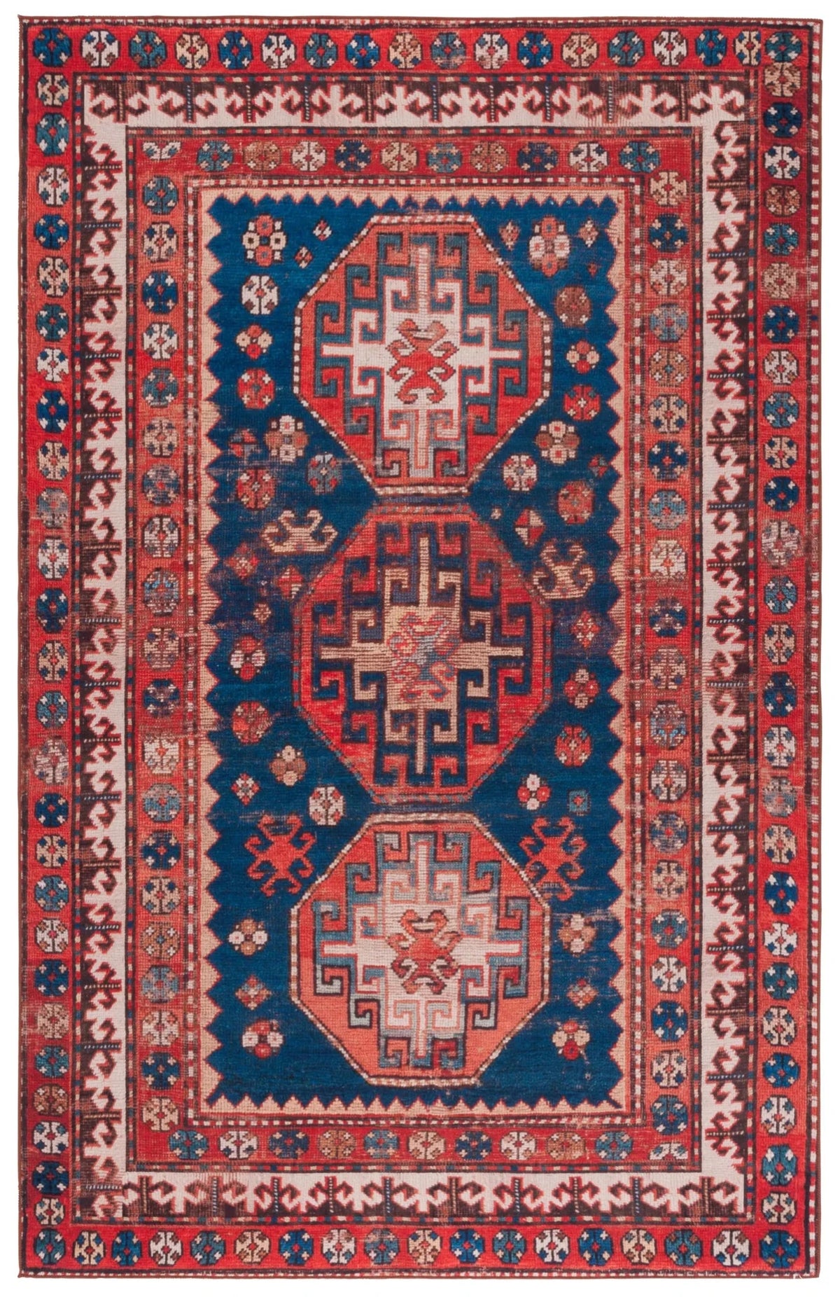 Safavieh Tucson 4'-0" x 6'-0" Rug in Navy / Rust