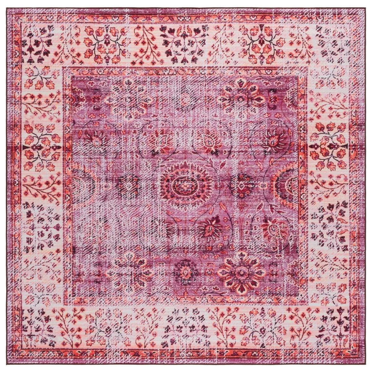 Safavieh Tucson 6'-0" x 6'-0" Rug in Fuchsia / Rust