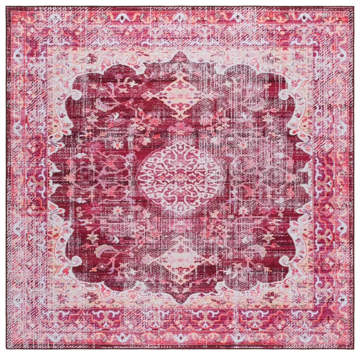 Safavieh Tucson 6'-0" x 6'-0" Rug in Burgundy / Pink