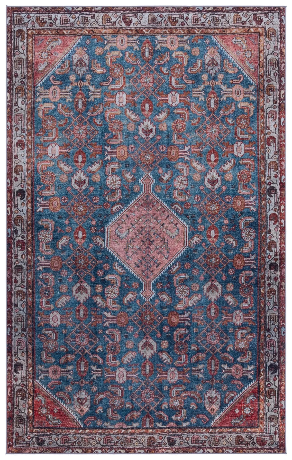 Safavieh Tucson 4'-0" x 6'-0" Rug in Blue / Rust
