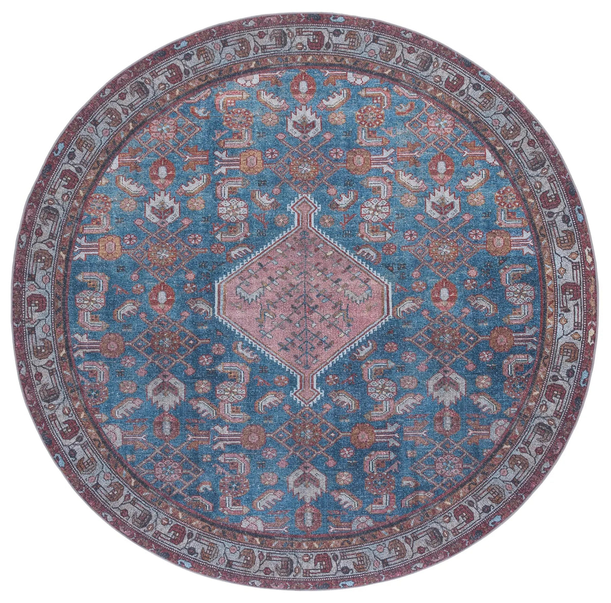 Safavieh Tucson 6'-0" x 6'-0" Rug in Blue / Rust