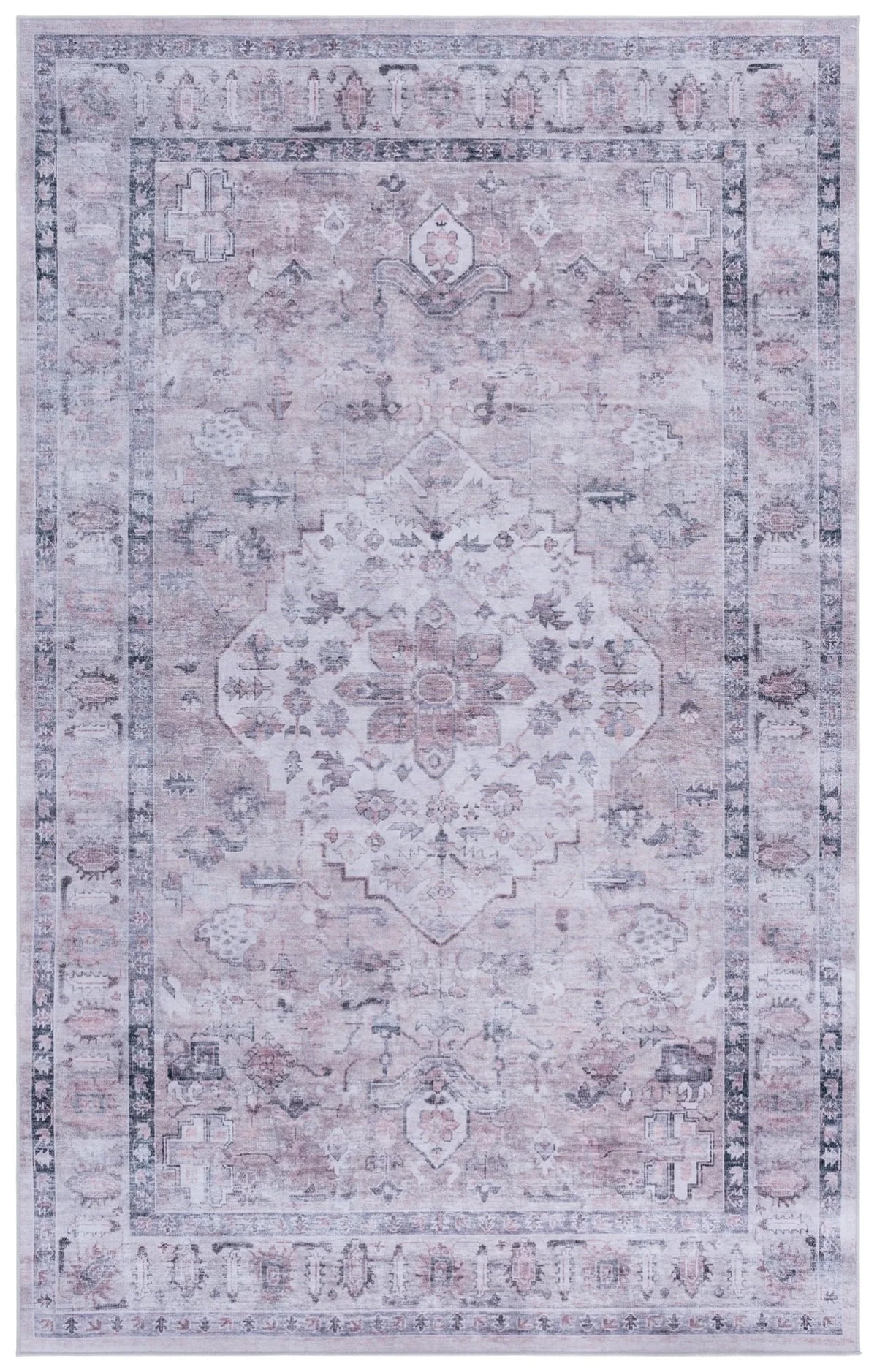 Safavieh Tucson 4'-0" x 6'-0" Rug in Grey / Light Fuchsia