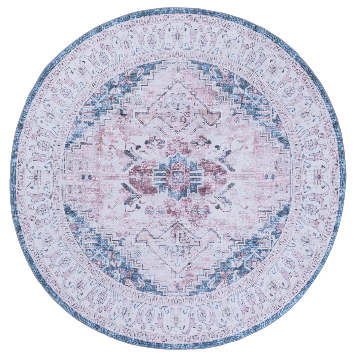 Safavieh Tucson 6'-0" x 6'-0" Rug in Light Pink / Blue
