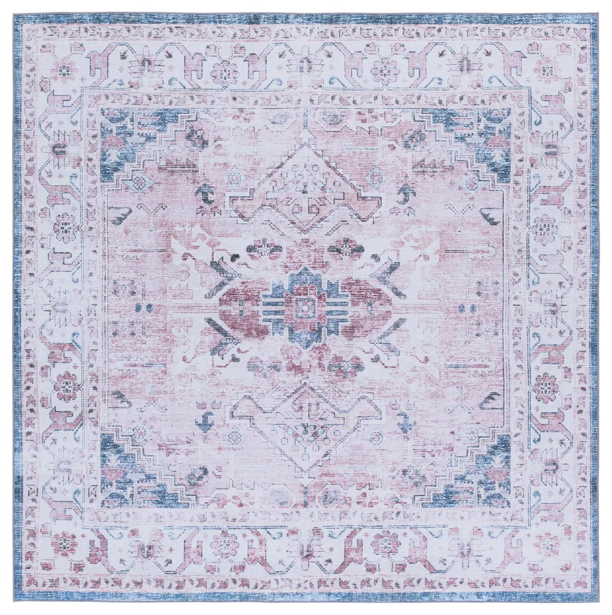 Safavieh Tucson 6'-0" x 6'-0" Rug in Light Pink / Blue