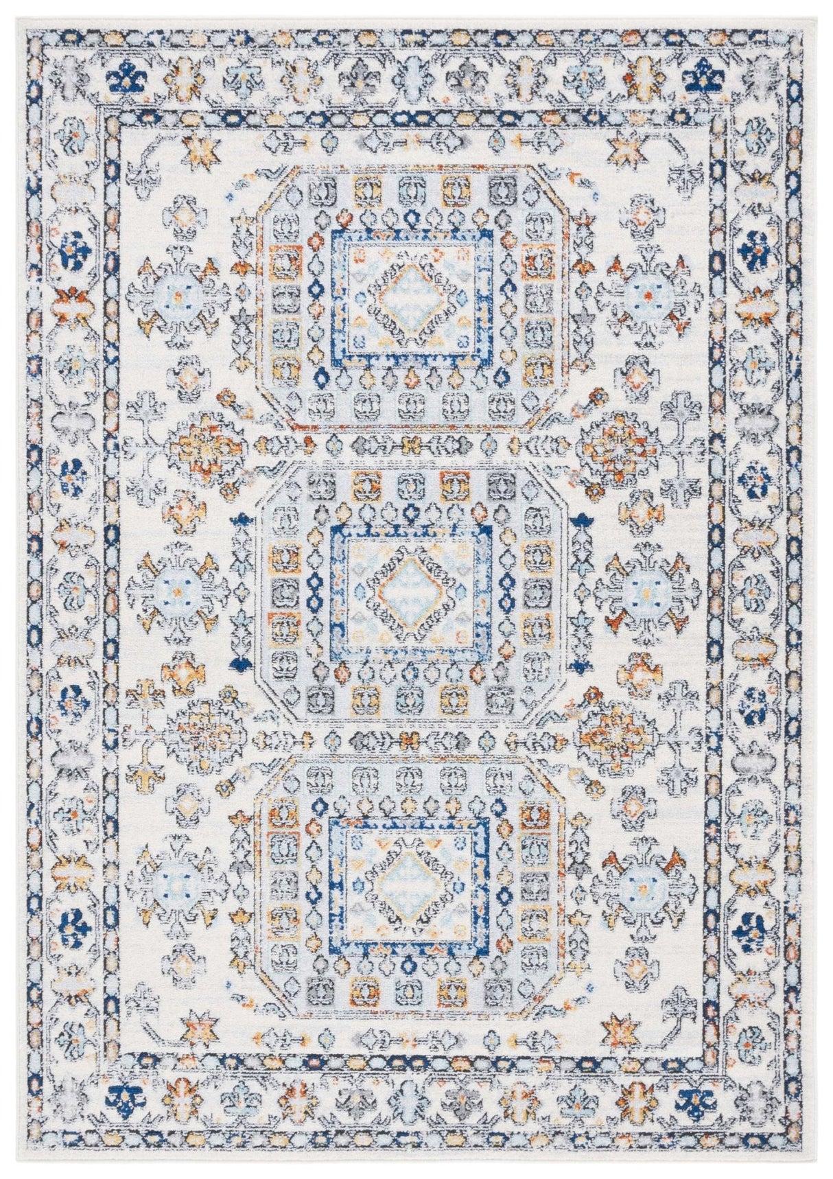 Safavieh Tulum Tul660A Ivory Grey/Blue Rust Rug.