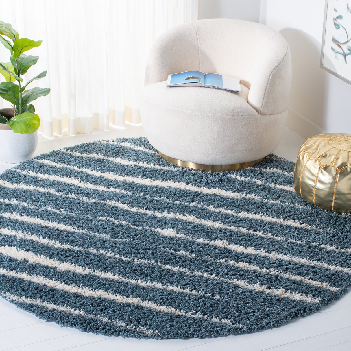 Safavieh Venus Shag Vns603K Turquoise/Ivory Rug.