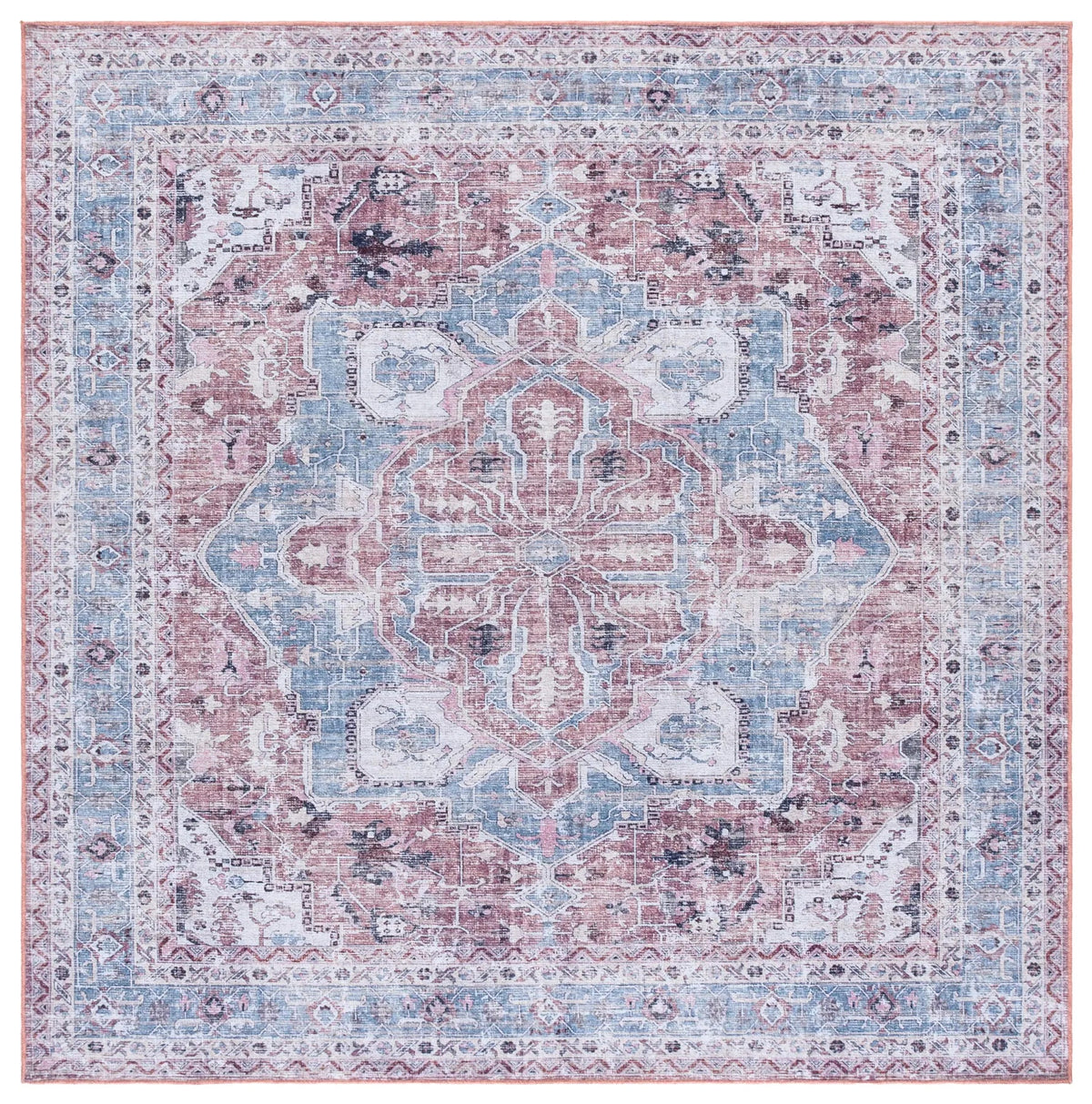 Safavieh Vintage Heriz 800 6'-7" x 6'-7" Rug in Blue / Red