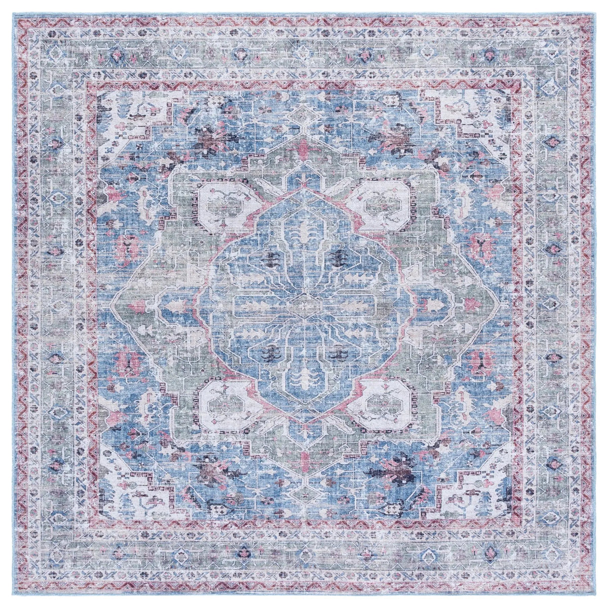 Safavieh Vintage Heriz 800 6'-7" x 6'-7" Rug in Green / Blue