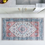 Safavieh Washable Printed Rug 3'-0" x 5'-0" Rug in Turquoise / Red