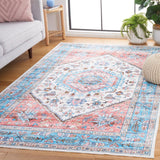Safavieh Washable Printed Rug 4'-0" x 6'-0" Rug in Turquoise / Red