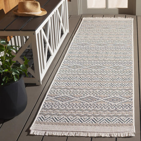 Safavieh Wicker 2'-2" x 8'-0" Rug in Aqua / Beige