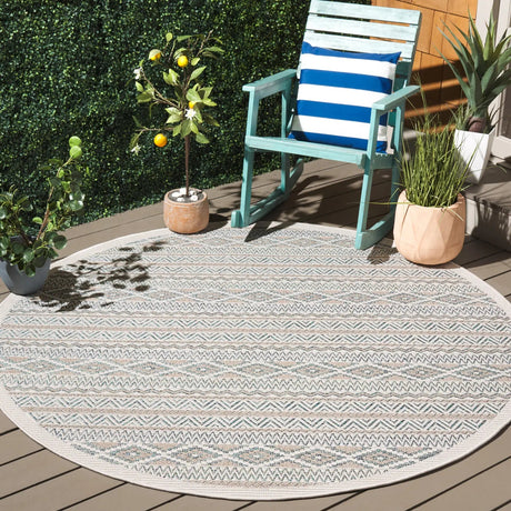 Safavieh Wicker 6'-7" x 6'-7" Rug in Aqua / Beige
