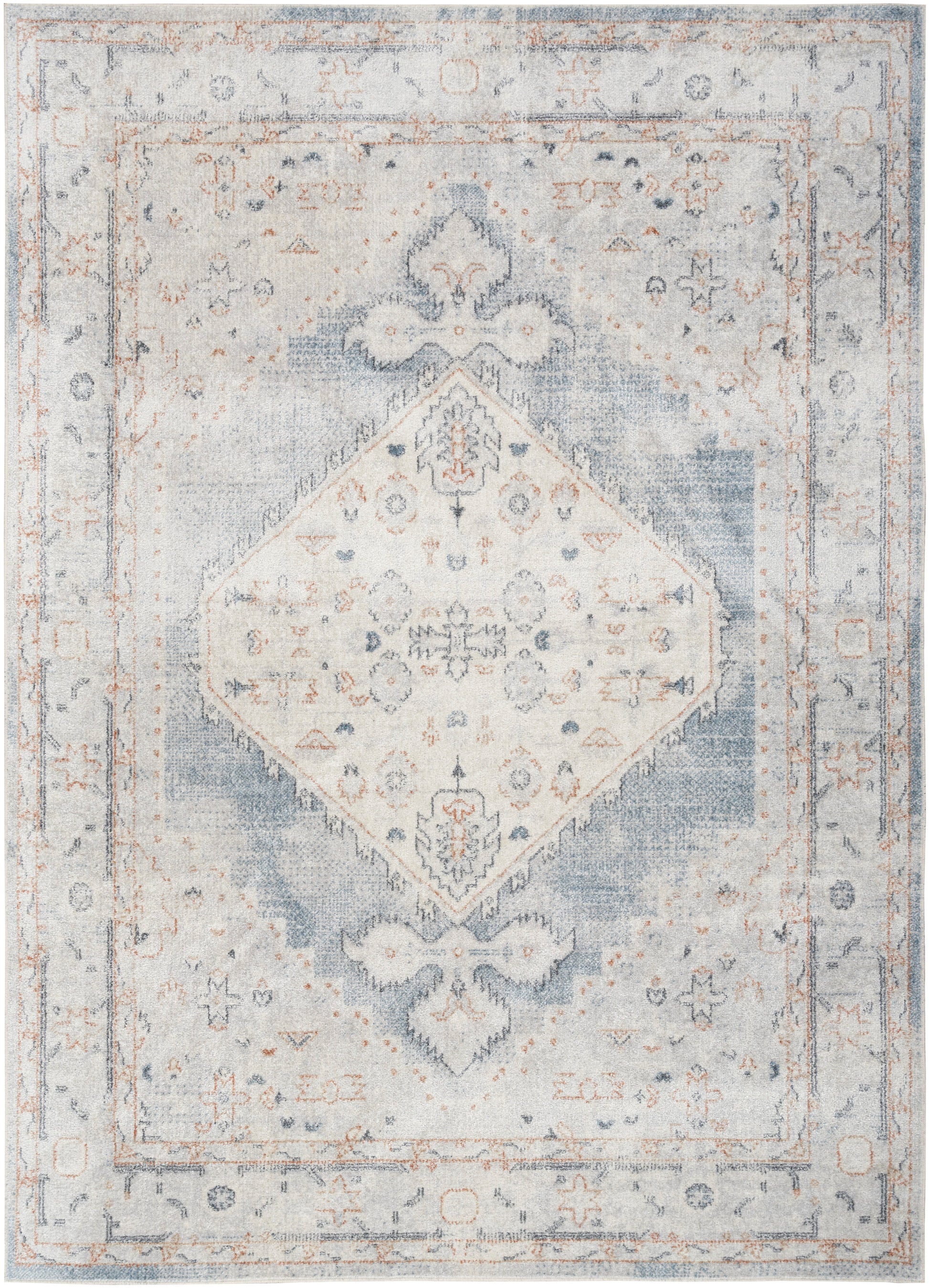 Nourison Astra Machine Washable Asw11 Light Blue Area Rug