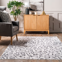 Nuloom Tania Modern Symbols Rznb08A Light Gray Area Rug