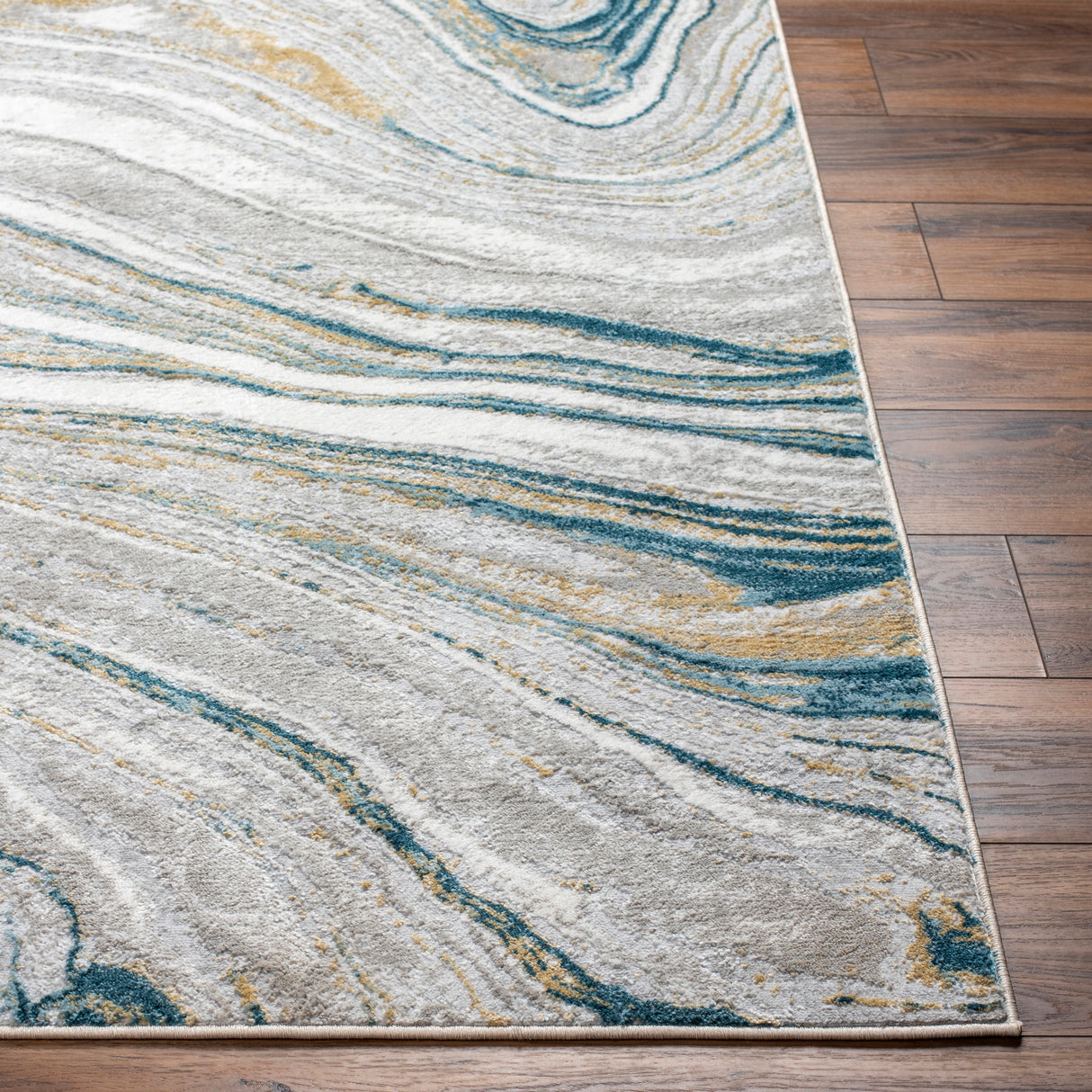 Surya San Francisco Sfo-2303 Blue, Ivory, Light Gray, Tan, Denim, Light Slate Rug.
