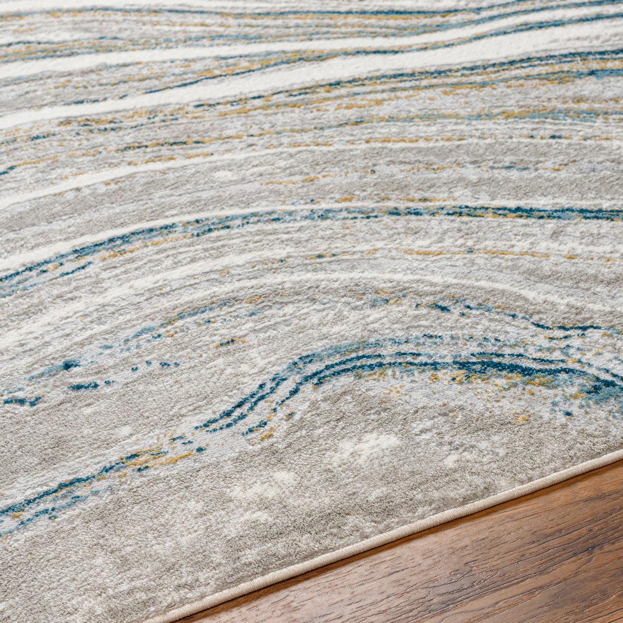 Surya San Francisco Sfo-2303 Blue, Ivory, Light Gray, Tan, Denim, Light Slate Rug.