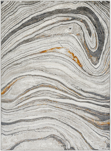 Surya San Francisco Sfo-2305 Light Gray, Ivory, Charcoal, Black, Mustard, Rust Rug.