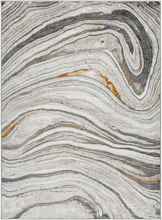 Surya San Francisco Sfo-2305 Light Gray, Ivory, Charcoal, Black, Mustard, Rust Area Rug