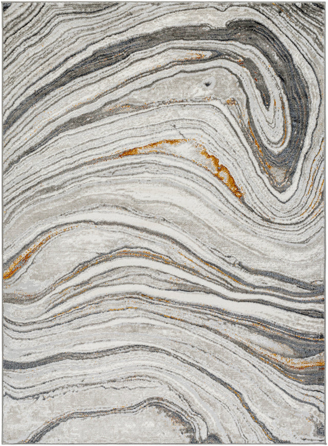 Surya San Francisco Sfo-2305 Light Gray, Ivory, Charcoal, Black, Mustard, Rust Rug.