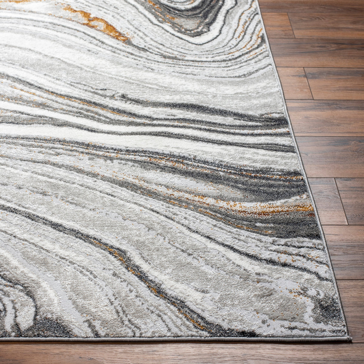 Surya San Francisco Sfo-2305 Light Gray, Ivory, Charcoal, Black, Mustard, Rust Rug.