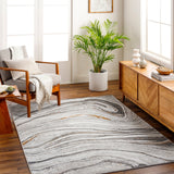 Surya San Francisco Sfo-2305 Light Gray, Ivory, Charcoal, Black, Mustard, Rust Rug.