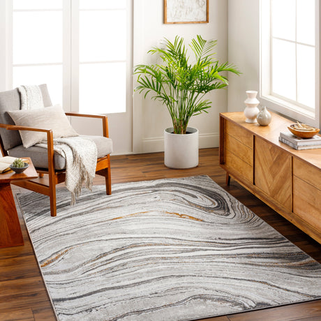 Surya San Francisco Sfo-2305 Light Gray, Ivory, Charcoal, Black, Mustard, Rust Rug.