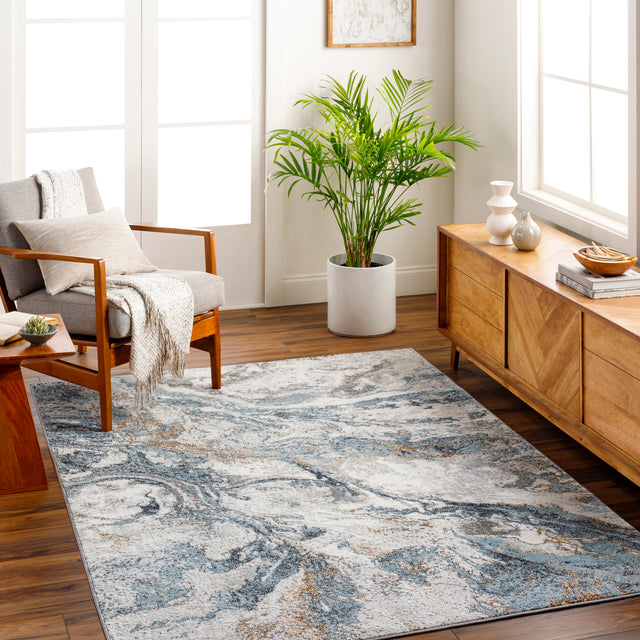 Surya San Francisco Sfo-2314 Ivory, Blue, Light Gray, Black, Mustard, Rust Rug.