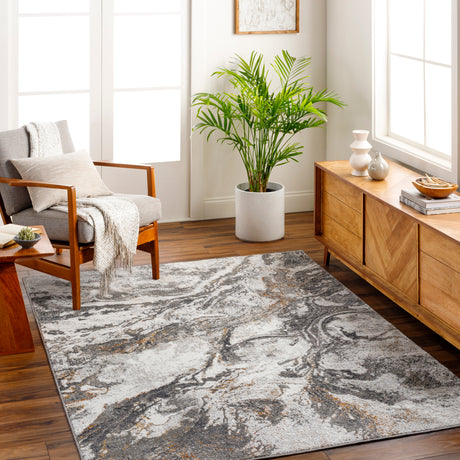 Surya San Francisco Sfo-2315 Charcoal, Ivory, Light Gray, Black, Mustard, Rust Rug.