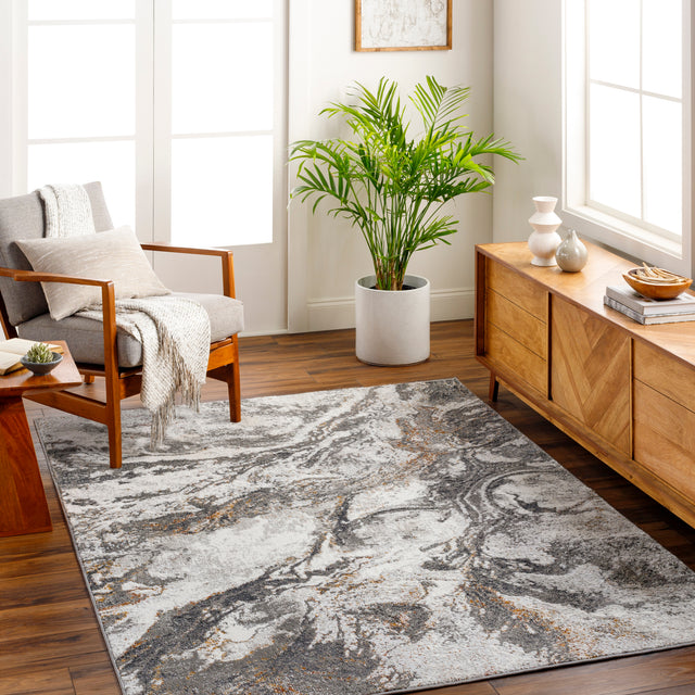 Surya San Francisco Sfo-2315 Charcoal, Ivory, Light Gray, Black, Mustard, Rust Rug.