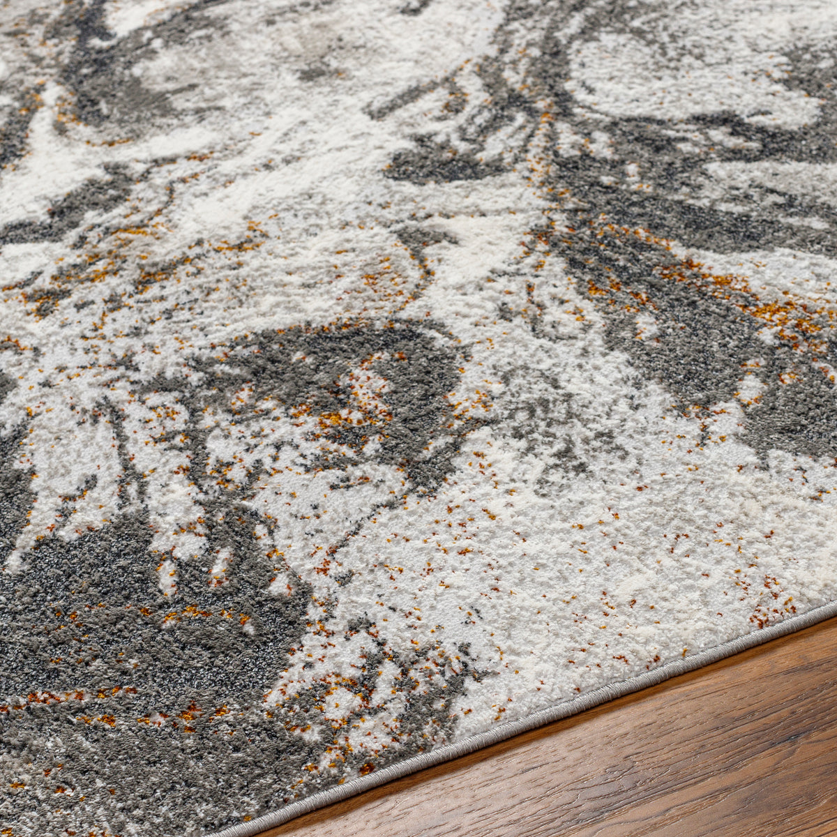 Surya San Francisco Sfo-2315 Charcoal, Ivory, Light Gray, Black, Mustard, Rust Rug.