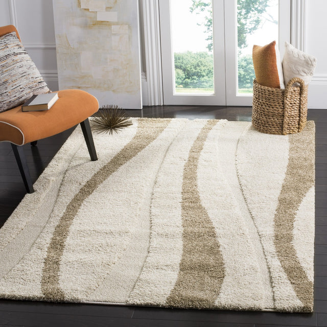 Safavieh Florida Shag Sg451-1128 Cream / Dark Brown Rugs