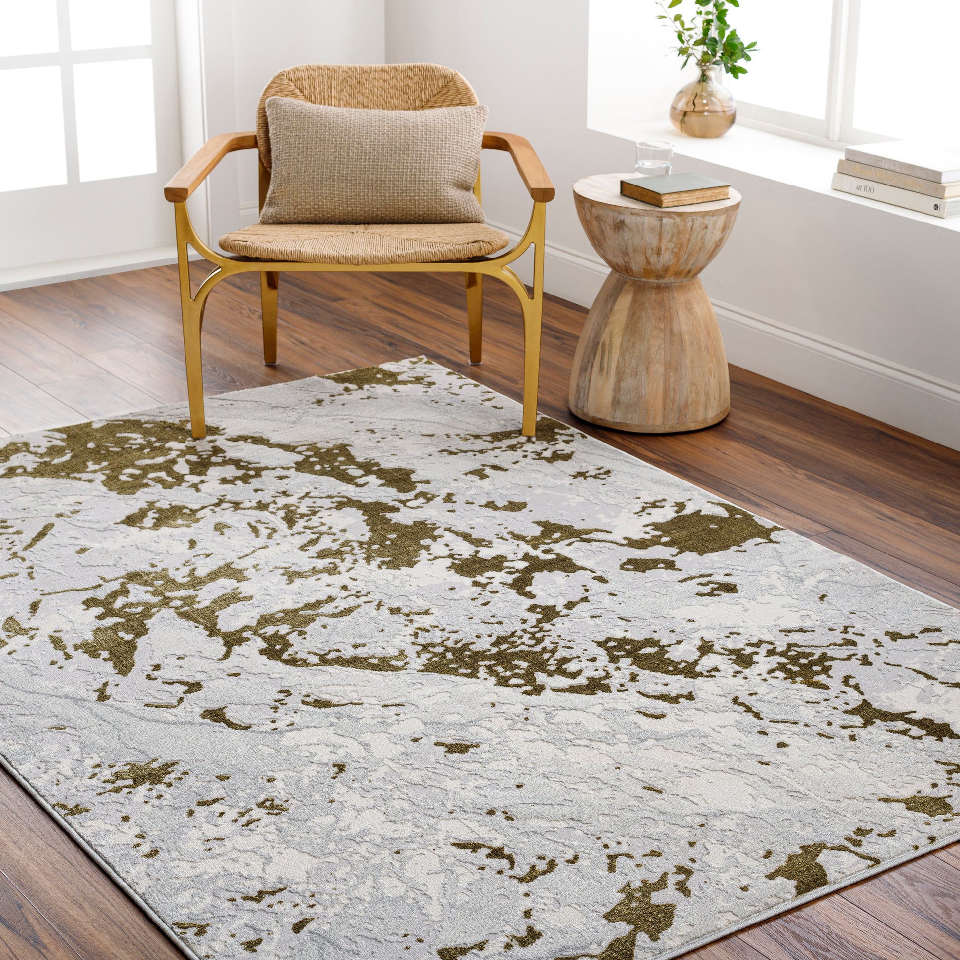 Surya Sunrise Sri-2302 Light Grey, Sage, Nickel Area Rug