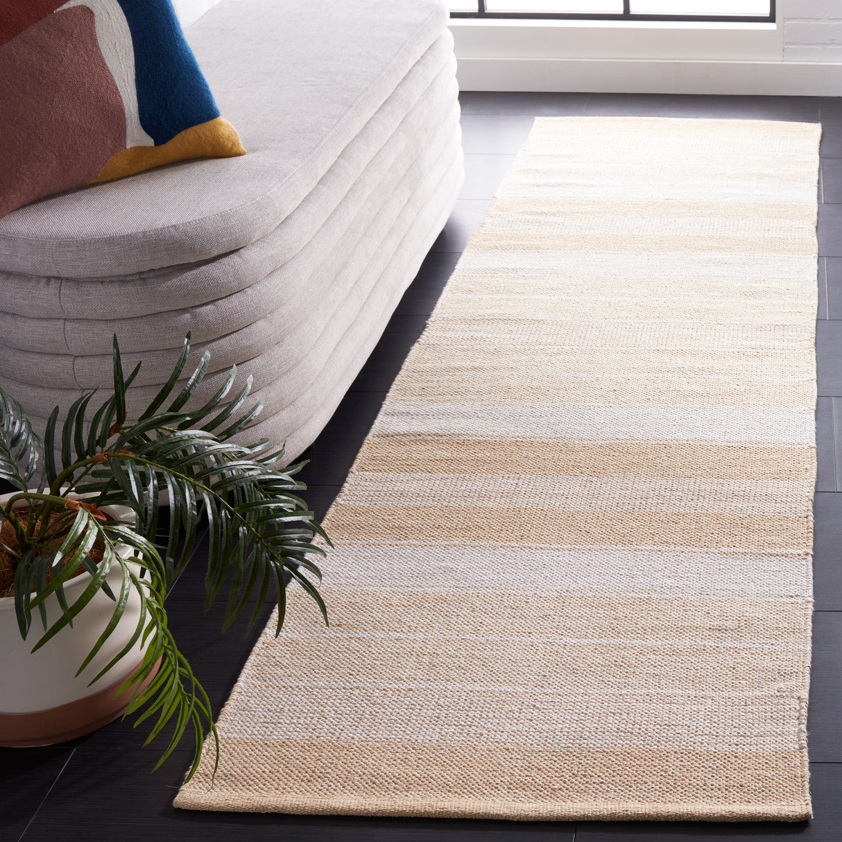 Safavieh Striped Kilim Stk804D Ivory/Gold Rug.