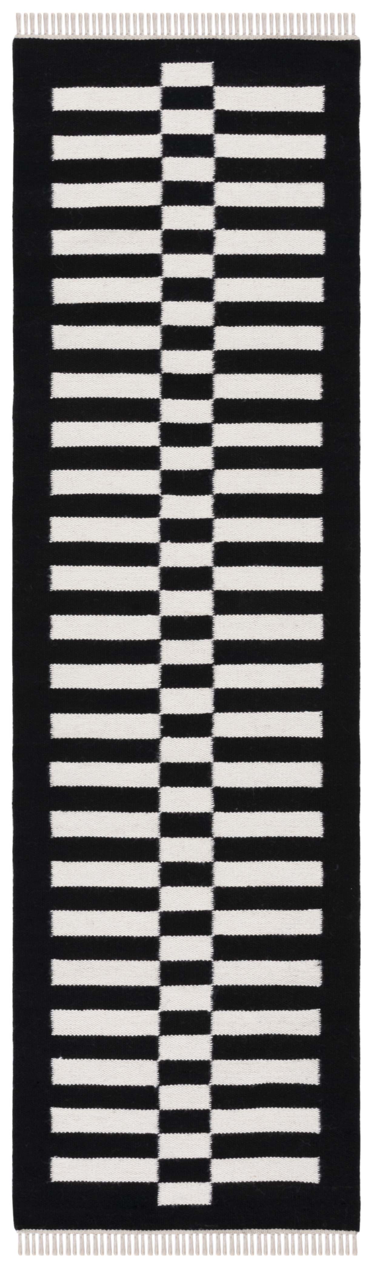 Safavieh Striped Kilim Stk805Z Black/Ivory Area Rug