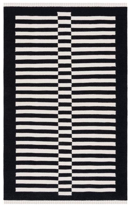 Safavieh Striped Kilim Stk805Z Black/Ivory Area Rug